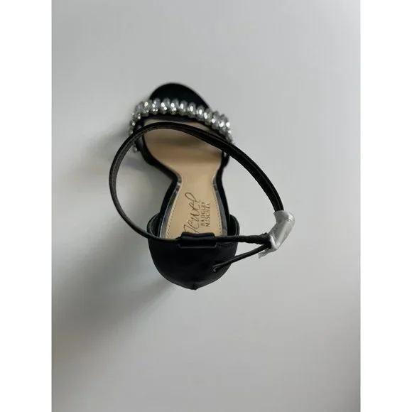 Badgley Mischka Black Heels with Silver Accents - Picture 2 of 5